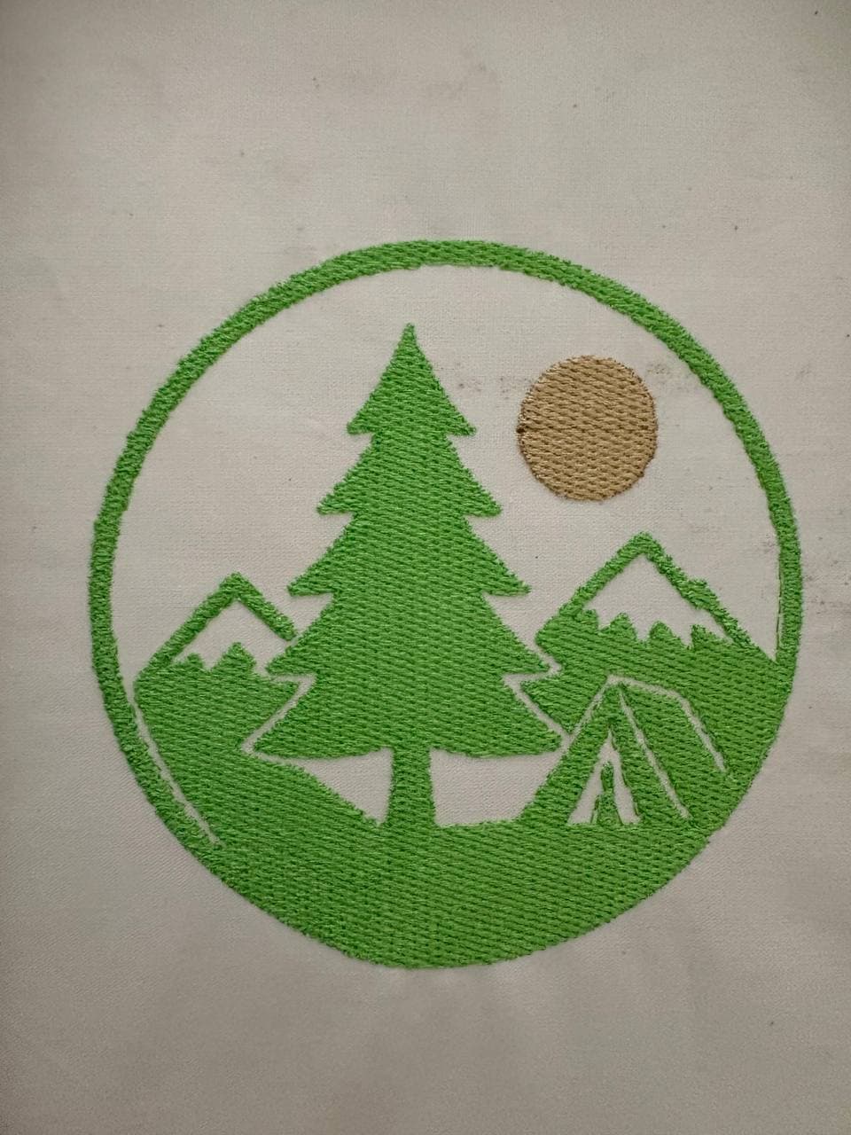 Camping Badge physical sew-out